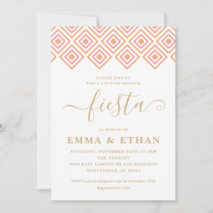 Fiesta Couples Shower Invitation, Pink and Gold Invitation
