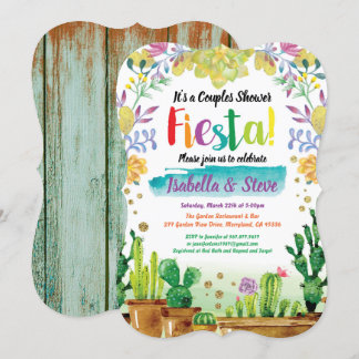 Fiesta couples shower invitation with cactuc