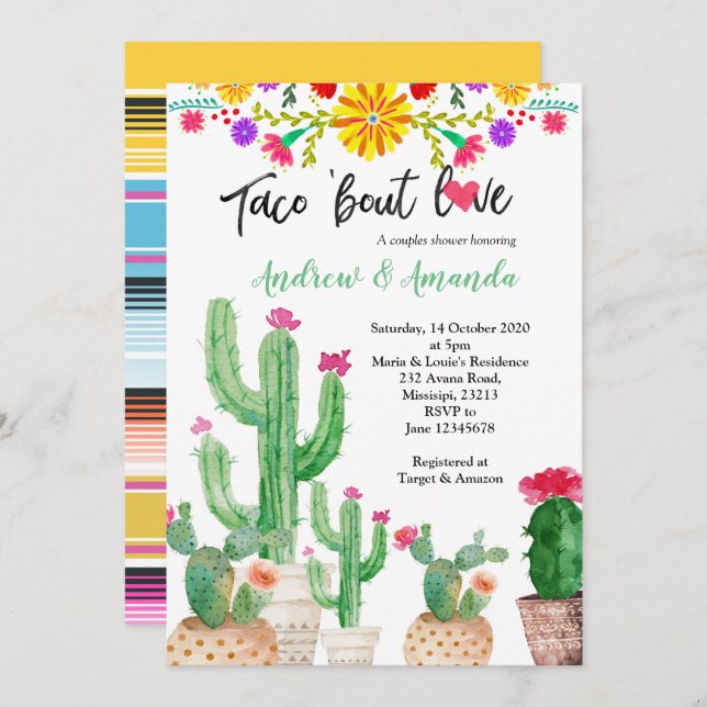 Fiesta Couples Wedding Shower Invitation (Front/Back)