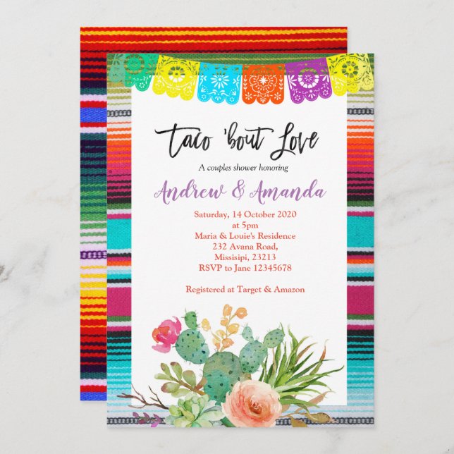 Fiesta Couples Wedding Shower Invitation (Front/Back)