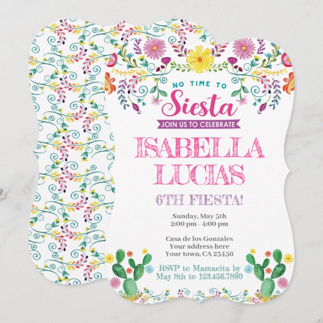 Fiesta, cumpleaños de Cinco de Mayo Invitation (Front/Back)