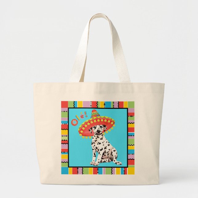 Fiesta Dalmatian Large Tote Bag (Front)
