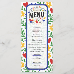 Fiesta de Amor Bold Colourful Floral Wedding Menu
