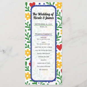 Fiesta de Amor Colourful Floral Wedding Program Menu