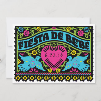 Fiesta de Bebe Colourful Love Birds Invitation