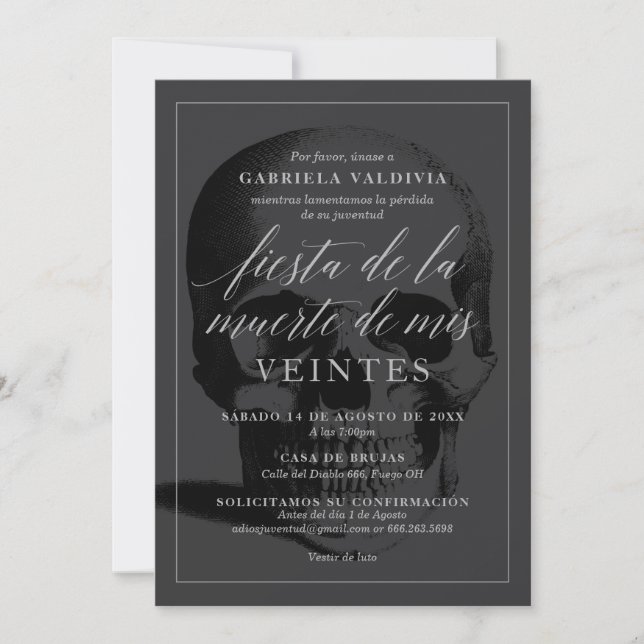 Fiesta de la Muerte de mis Veintes Party  Invitation (Front)