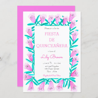 Fiesta de Quinceañera Invitation Flores Rosa