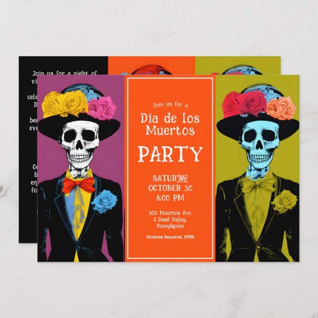 💀 Fiesta Dia de Muertos  Invitation (Front/Back)
