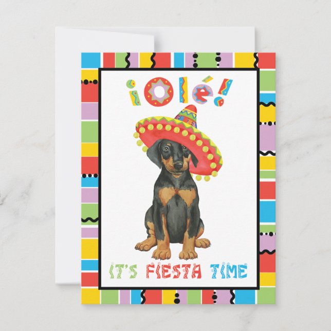 Fiesta Doberman Pinscher Invitation (Front)