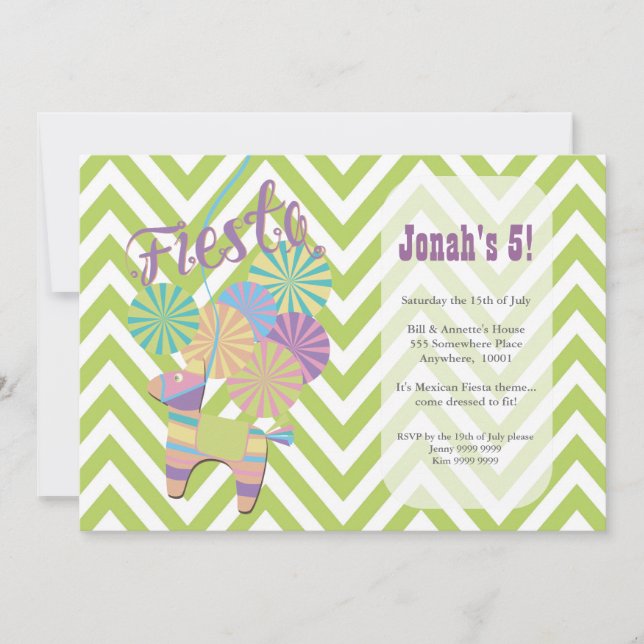 Fiesta Donkey Pinata Birthday Party Invitation (Front)