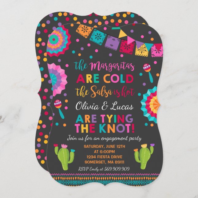 Fiesta Engagement Party Invitation Mexican Party (Front/Back)