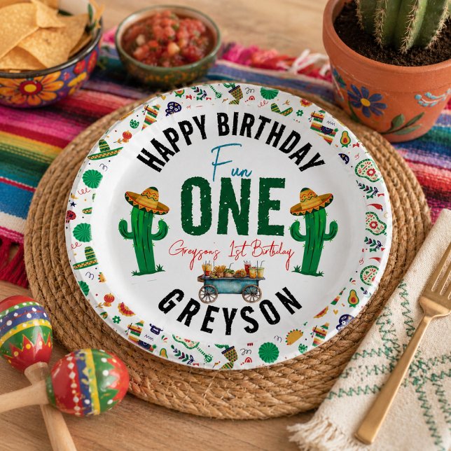 Fiesta First | 1st Birthday Party Paper Plate (Fiesta First | 1st Birthday Party Paper Plates)