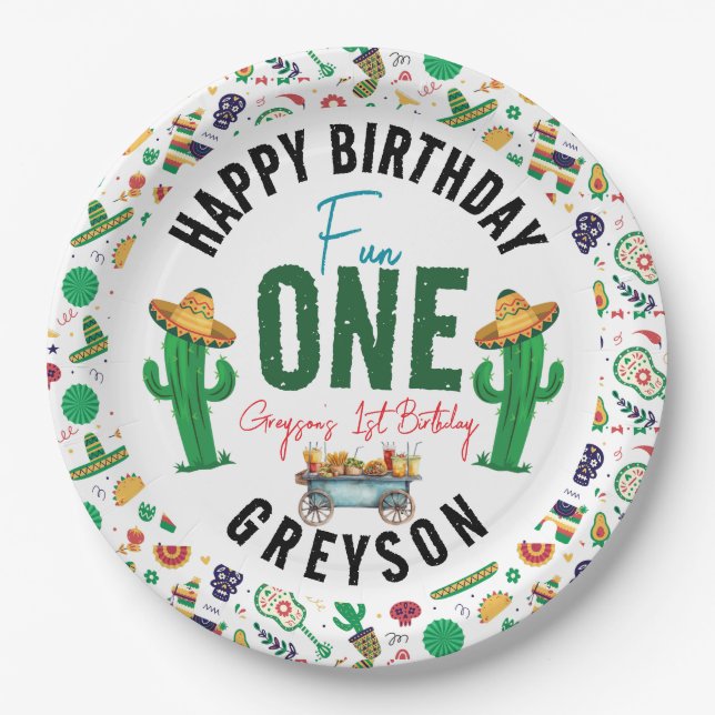 Fiesta First | 1st Birthday Party Paper Plate (Front)