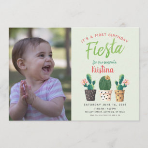 Fiesta First Birthday Cactus Invitation
