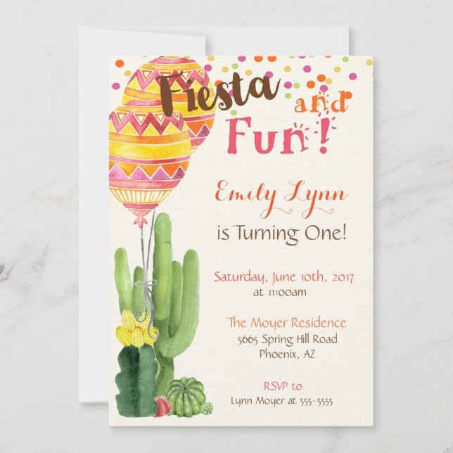Fiesta First Birthday Invitation (Front)