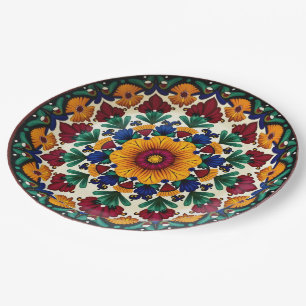 💀🎉Fiesta Floraframe Día de los Muertos Paper Plate