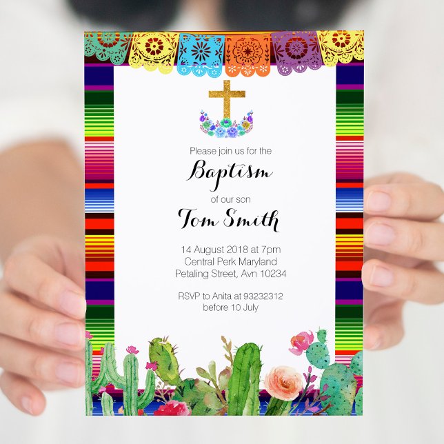 Fiesta Floral Baptism Christening Invitation card (Creator Uploaded)