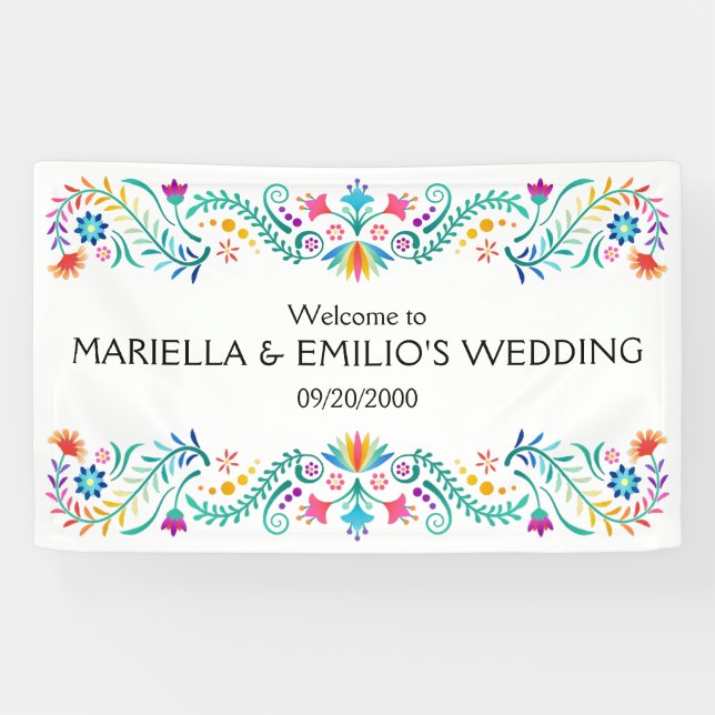 Fiesta Floral Birthday Shower Wedding Banner (Horizontal)