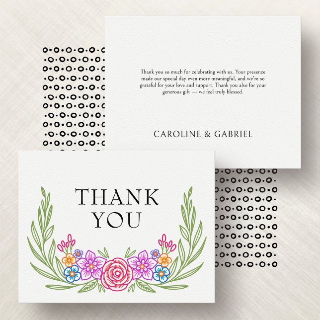 Fiesta Floral Colourful Wildflowers Wedding Thank You Card (Creator Uploaded)