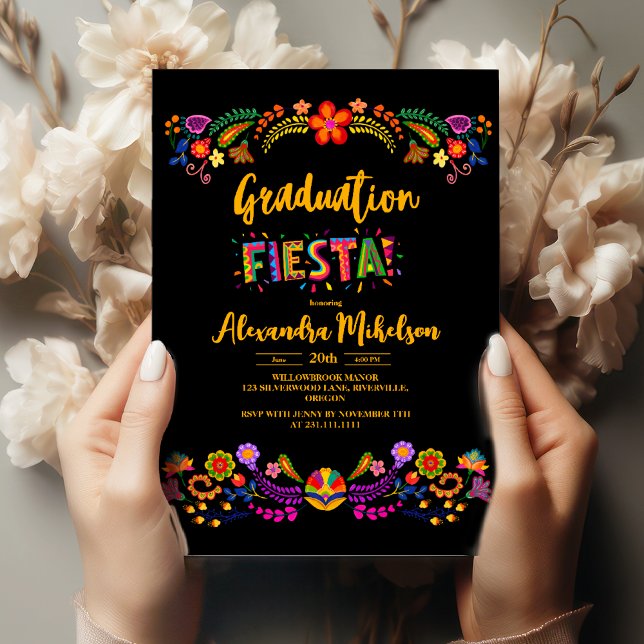 Fiesta Floral Graduation Party Mexican Invitation (Creator Uploaded)