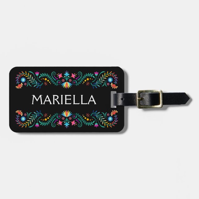 Fiesta Floral Luggage Tag (Front Horizontal)