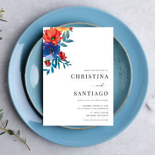 Fiesta Floral Mexican Colourful QR Code Wedding    Invitation