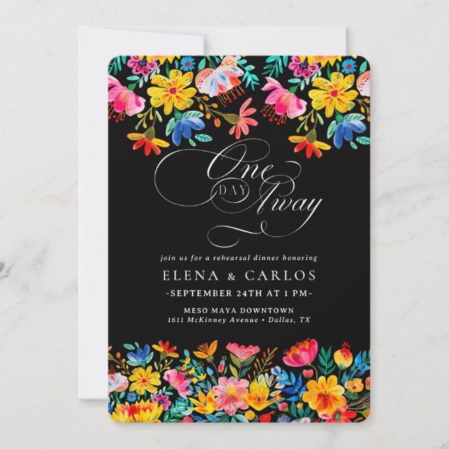 Fiesta Floral Rehearsal Dinner Invitation (Front)