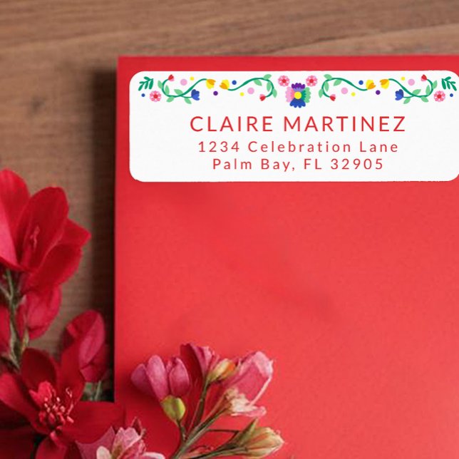 Fiesta Floral Return Address Labels – Colourful Me (Return address label)