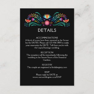 Fiesta Floral Wedding Details Enclosure Card