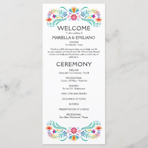 Fiesta Floral Wedding Program Menu