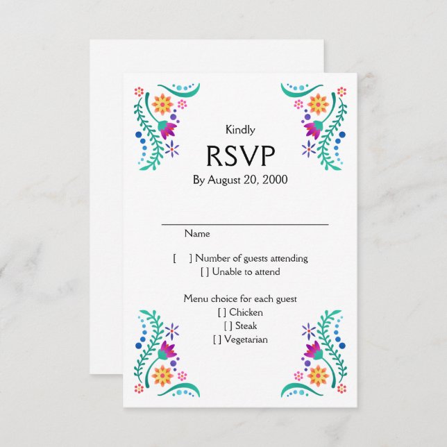 Fiesta Floral Wedding Quinceañera RSVP (Front/Back)