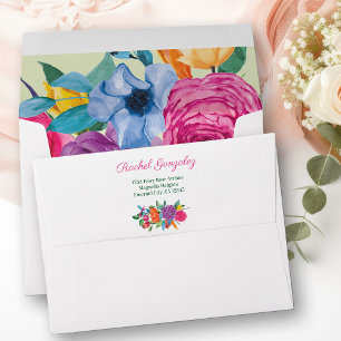 Fiesta Flowers Colourful Floral Return Address Envelope