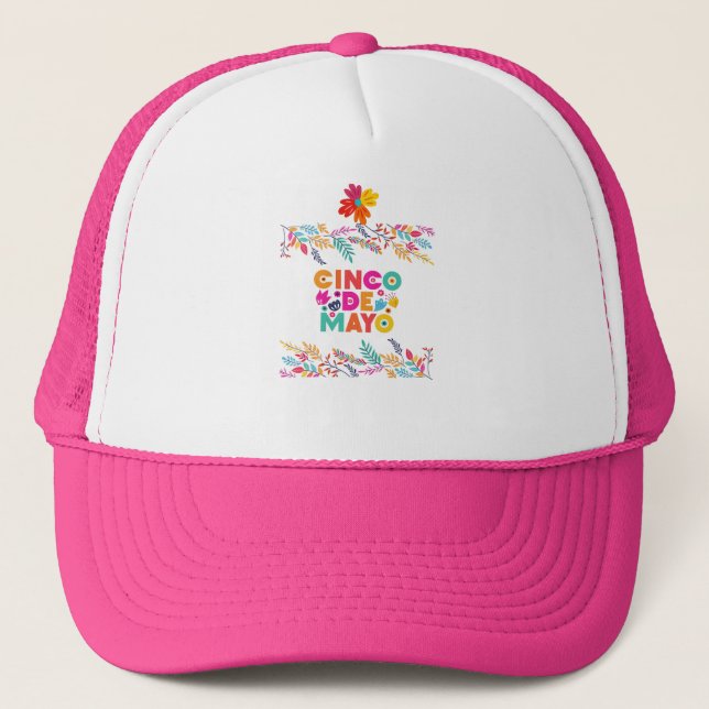 Fiesta Frenzy: Vibrant Cinco de Mayo Celebration Trucker Hat (Front)