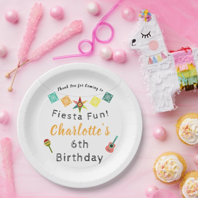 Fiesta Fun Colourful Kids Birthday Party Paper Plate (Party)