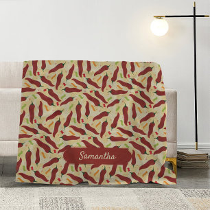 Fiesta Fun Red Chile Pattern Fleece Blanket