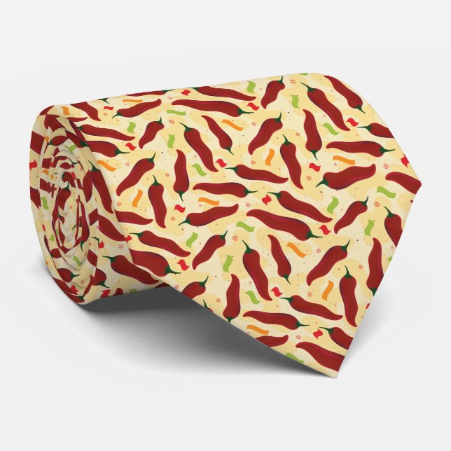 Fiesta Fun Red Chile Pattern Tie (Rolled)