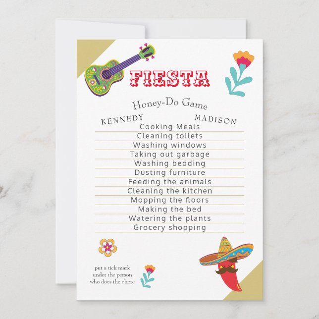 Fiesta Fun Wedding Shower Game Fab Invitation (Front)