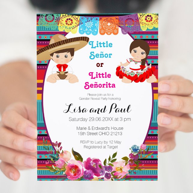 Fiesta Gender Reveal Invitation Señor Or Señorita (Creator Uploaded)
