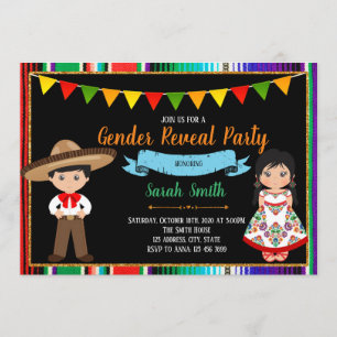Fiesta gender reveal party invitation