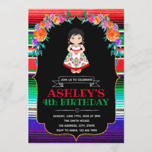 Fiesta girl birthday invitation