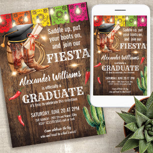 Fiesta Graduation Party Cowboy and Cowgirl Grad Invitation
