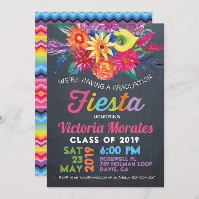 Fiesta Graduation Party Invitation (Front/Back)