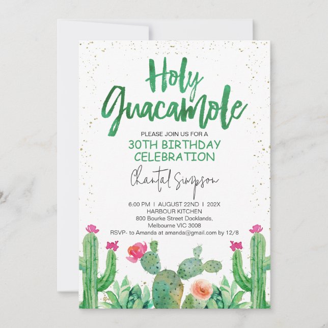 Fiesta Holy Guacamole 30th Birthday Invitation (Front)