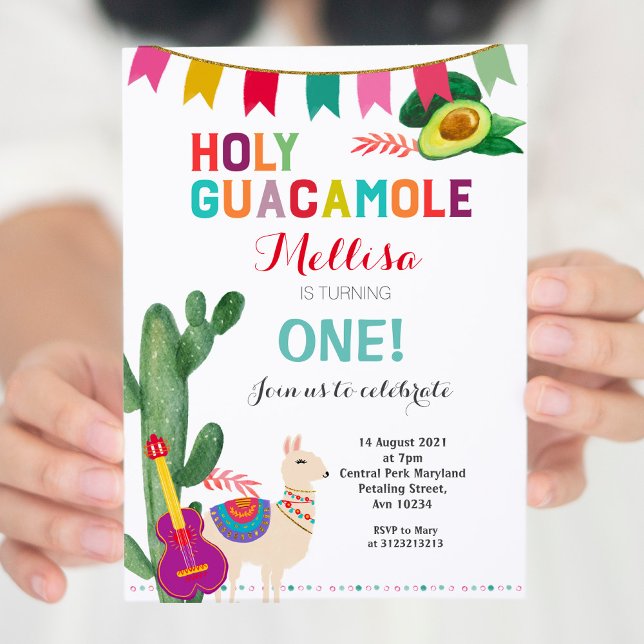 Fiesta Holy Guacamole Birthday Girl or Boy Invitation (Creator Uploaded)