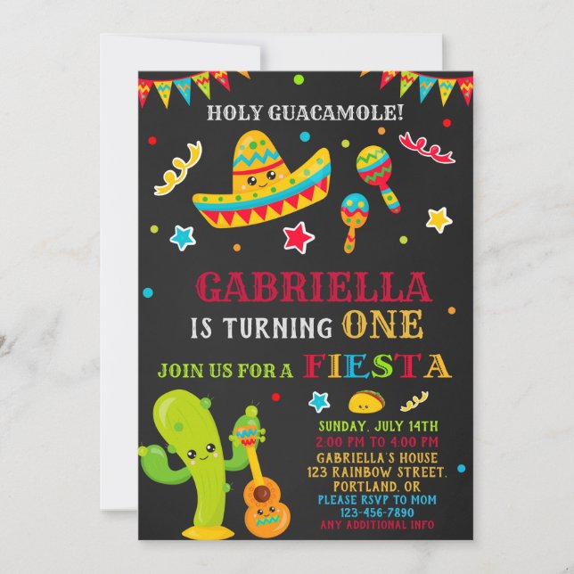 Fiesta invitation Fiesta birthday invitation Girl (Front)