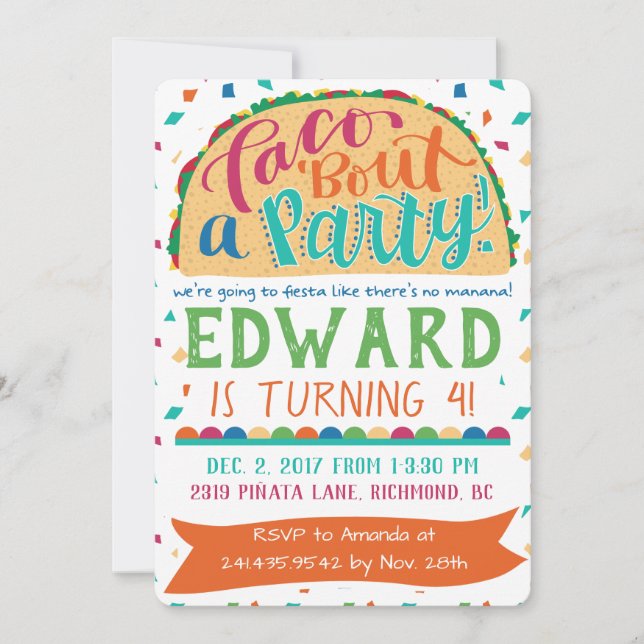 Fiesta Invitation Taco Bout a Party (Front)