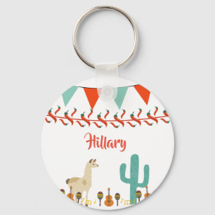 Fiesta lama cactus mexican style name key ring