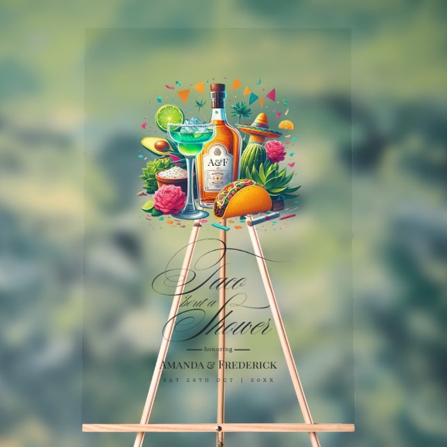 Fiesta "Let's Taco 'Bout a Couples Shower" Welcome Acrylic Sign (Neutral)