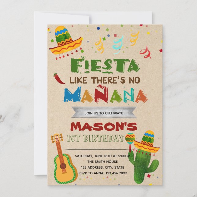 Fiesta like theres no manana invitation (Front)