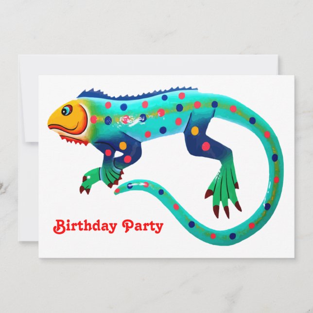 Fiesta Lizard Birthday Party Invitation (Front)